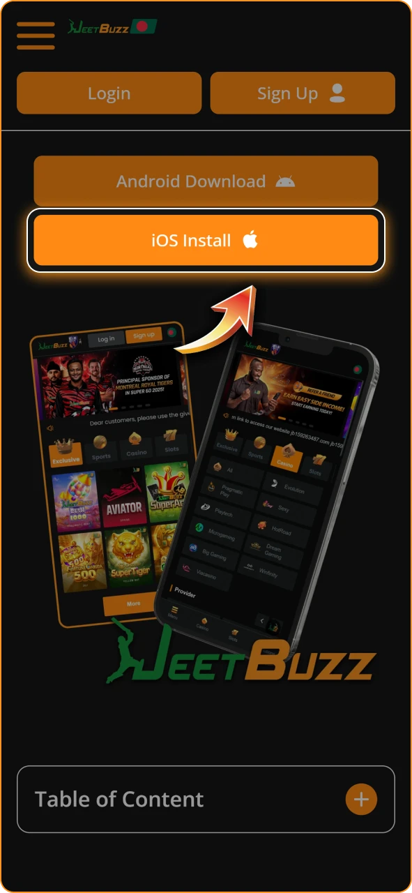 Select the Jeetbuzz application link using the Safari browser.