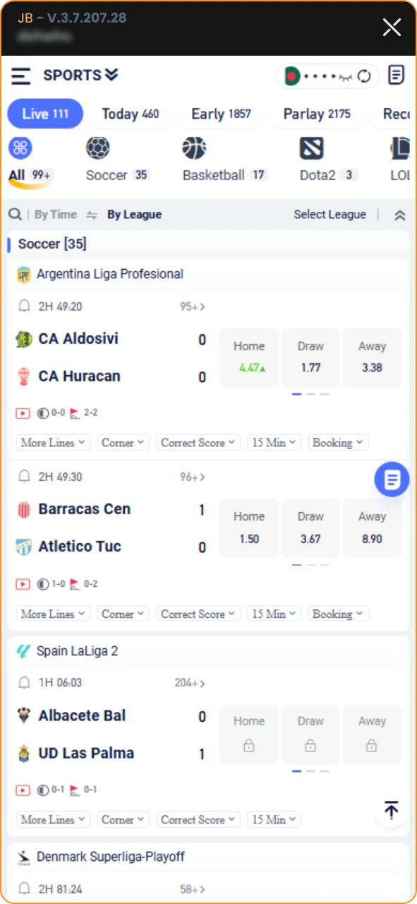 Jeetbuzz sports betting section.