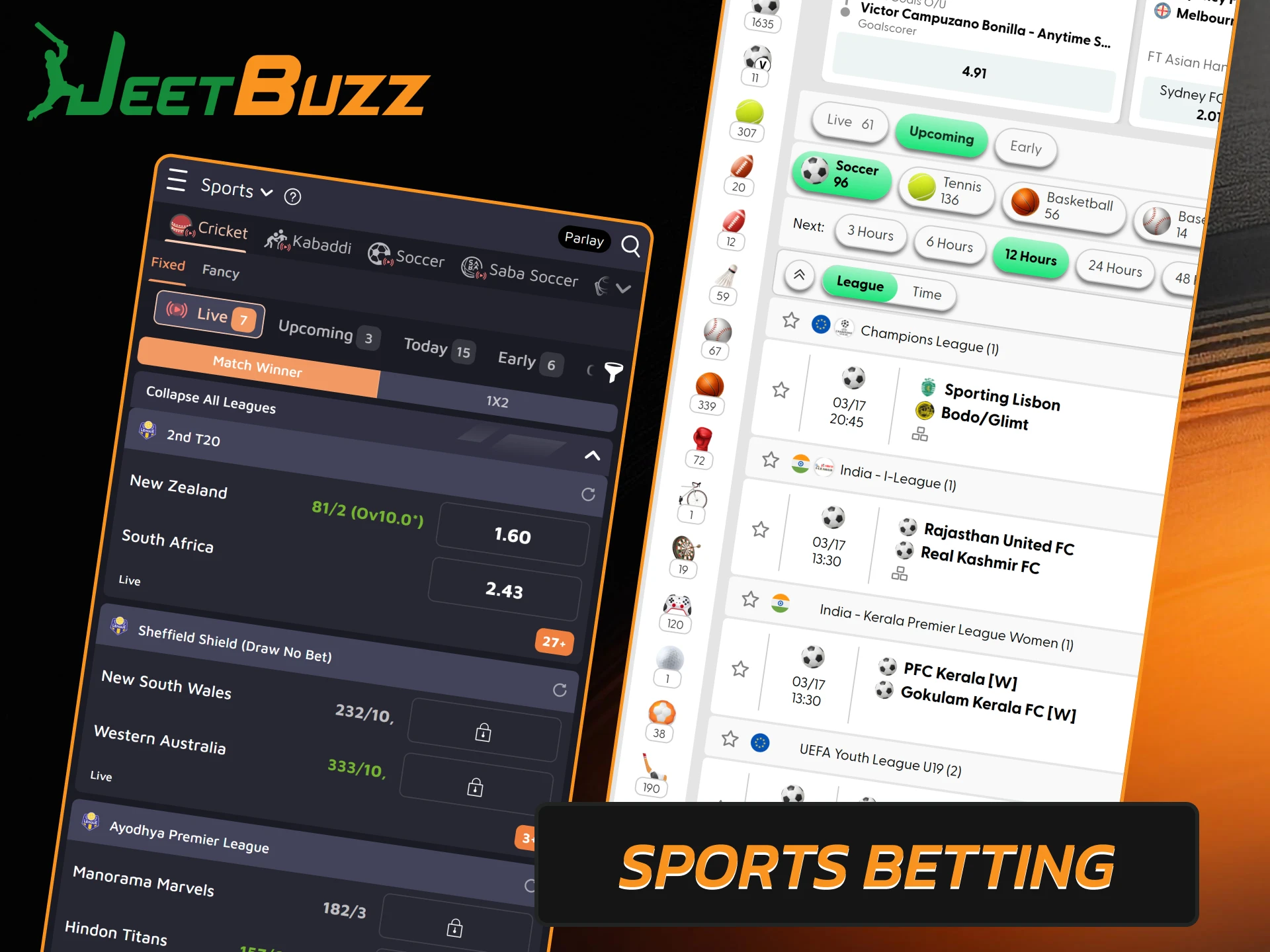 Place sports bets and track live match odds in the Jeetbuzz app.