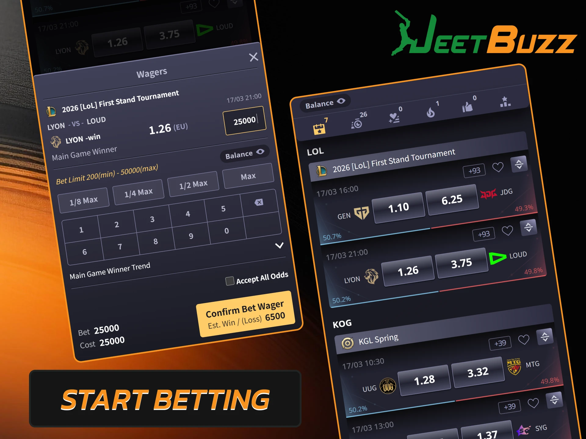 Quick guide on how to place your first bet in the Jeetbuzz mobile app.